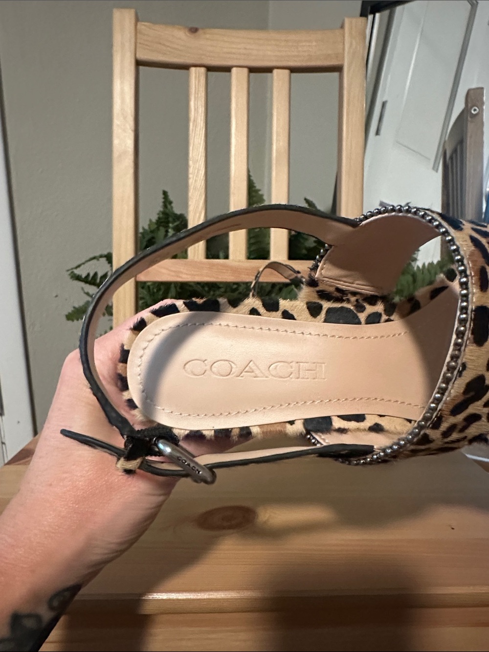 Coach Leopard Print Block Heel Sandals - Picture 3 of 7
